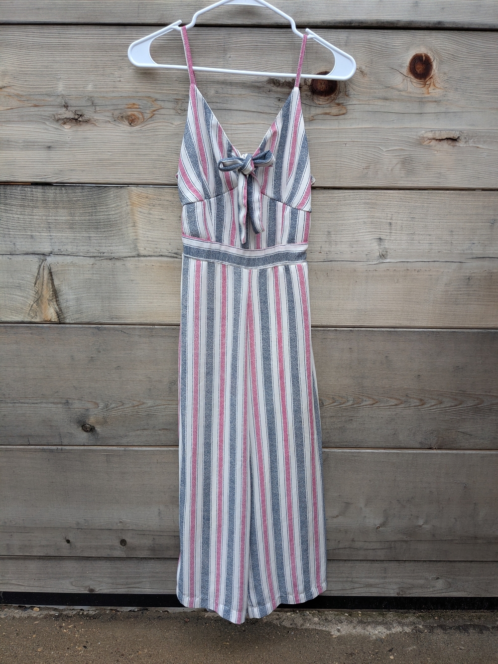 Japna Pink, Blue & White Striped Tie-Front Top